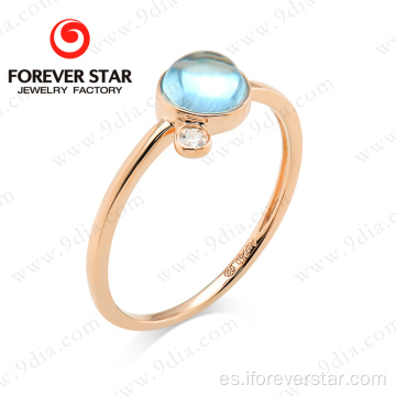 Anillo de topaz azul simple 18k anillo de oro diseños